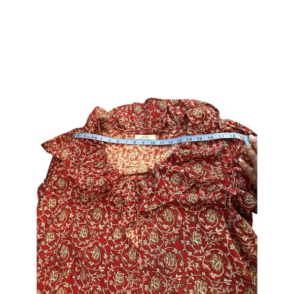 eShakti The Artisanal Collection Boho Bohemian Ruffle Collar Long Sleeve Blouse - Picture 12 of 15